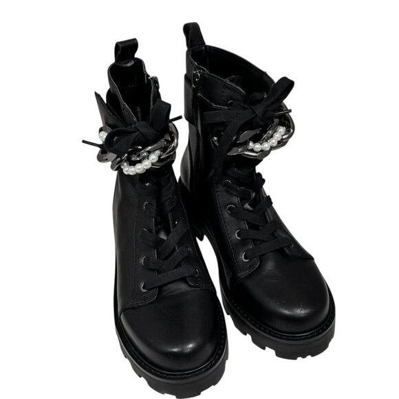 Karl Lagerfeld Women's Combat Boots Maxi Chain Fem Size 8 NEW - Picture 3 of 9